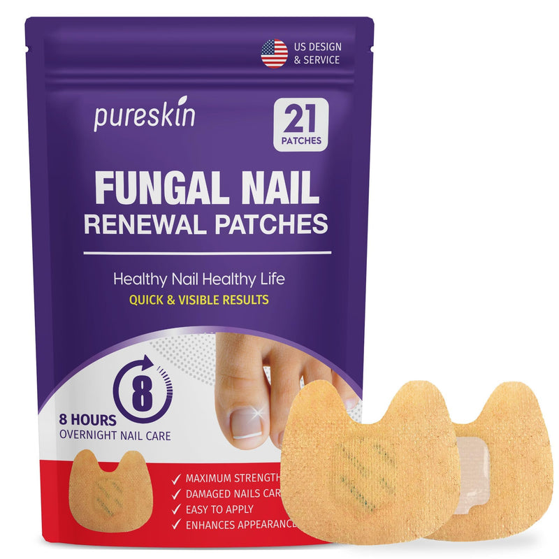 Extra Strength Toenail Fungus Treatment Patches: Nail Fungus Treatment for Toenail Fingernails - Nighttime Fungal Nail Patches Fungal Nail Repair - 21 patches 21 Patches Middle