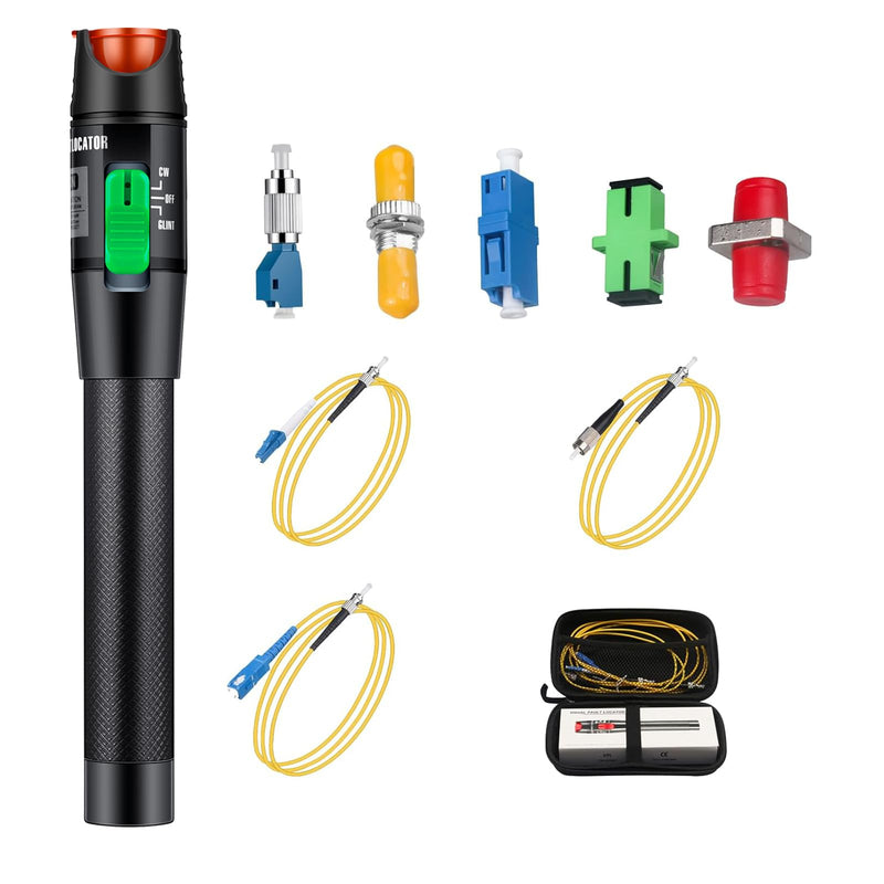 Fiber Optic Cable Troubleshoot Kit, Testing Both Singlemode and Multimode Cables Contain 1PC VFL-30 Visual Fault Locator, FC to LC Adapter,LC, SC, ST, FC Coupler and 3 Short Patch Cords VFL-30 kit - BeesActive Australia