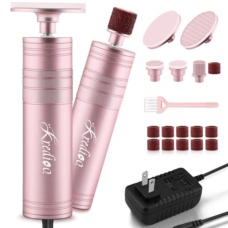 Kredioo Electric Foot Callus Remover 5 Nano Glass German Technology Nail File Grinding Sanding Heads Pedicure Tools for Feet Sensitive Skin Safe Adjust Speed R/F Direction Remove Calluses -Purple Purple - BeesActive Australia
