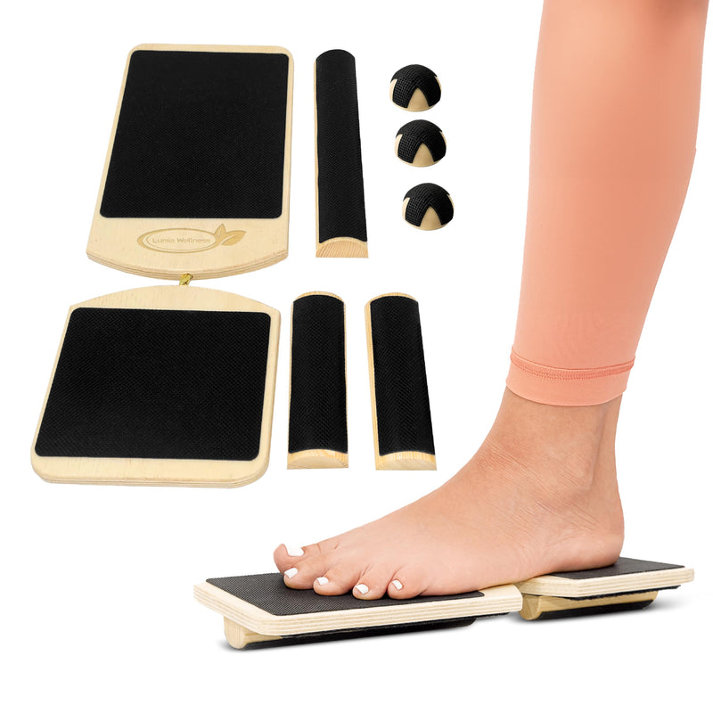 Single Leg Footboard Pro Kit - Ankle & Foot Exerciser Strengthener, Physical Therapy for Sprained Ankles, Foot Stretcher for Plantar Fasciitis Black