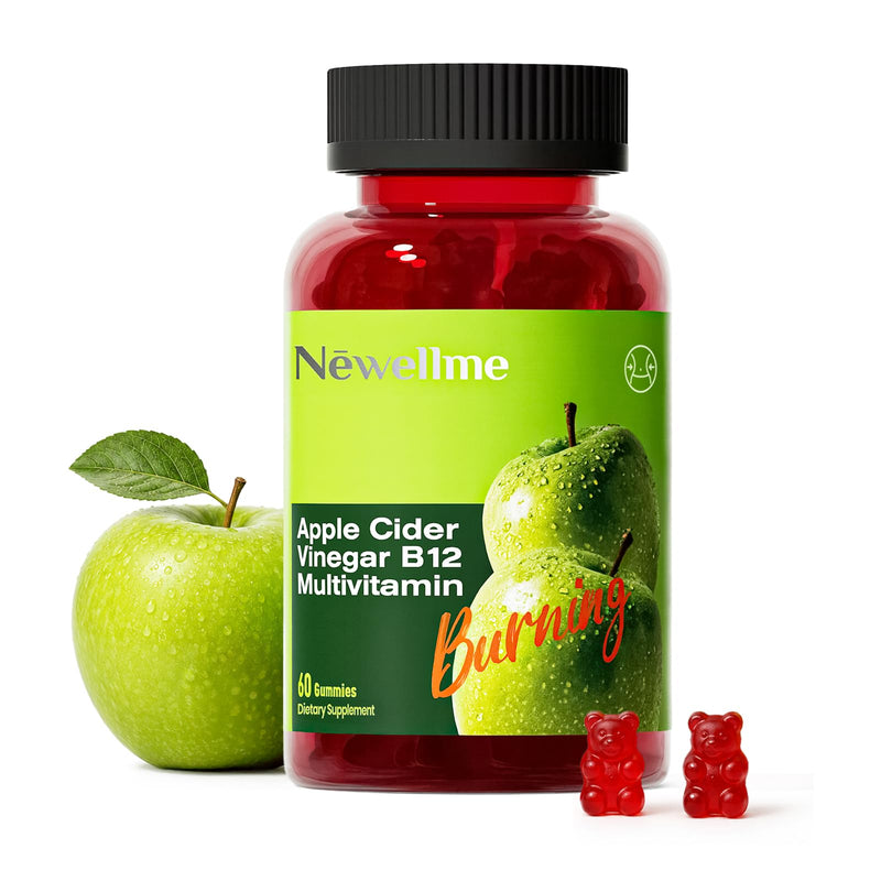 Montue NEWELLME Apple Cider Vinegar Gummies B12 Multivitamin,ACV Supplement Gummy Vitamins,Non GMO, Vegetarian Supplement for Women & Men,Support Normal Energy Levels & Gut Health 60 Gummies (60)