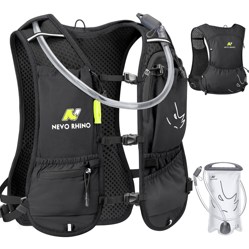Running Vest with Water Bladder 1.5 Liter, Small Hydration Water Vest, Lightweight Hydration Pack Multi-Pocket 11x - for Hiking Race Trail Marathon for Women Men Black