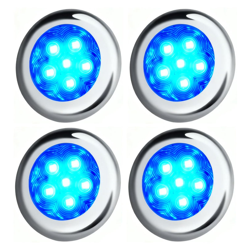 Boat Courtesy Lights, IP68 Waterproof Boat Interior Lights, Marine Navigation Stern Courtesy Night Fishing Lighting, Stainless Steel Marine LED Lighting for Pontoon Bass Sailboat(4PCS Blue)