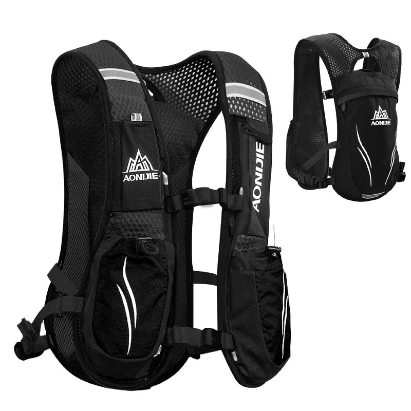 JEELAD Running Hydration Vest Trail Backpack for Women and Men Jogging Trail Race Marathon Cycling Hiking Black (5.5L) - Only Vest One Size