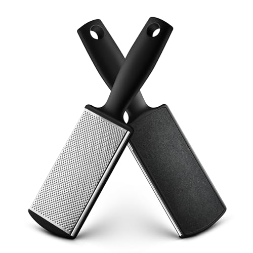 BALUCA Foot Files Callus Remover Stainless Steel Foot Rasp and Dual Sided Feet File Professional Scrubber Pedicure Tools Premium for Feet Care Remove Hard Skin, Black