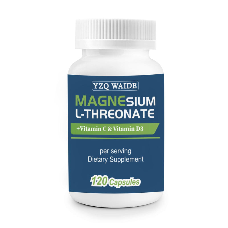 Magnesium L-Threonate Supplement 120 Capsules, 2000 mg Magnesium Threonate with Vitamin C & D3, High Absorption, Non-GMO (60 Days Supply) 120 Count (Pack of 1)