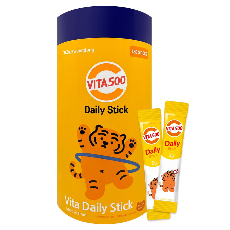 KWANGDONG Vita500 Daily Vitamin C 500mg & B Complex Powder, 180 Stick Packs 0 Ounce (Pack of 180)