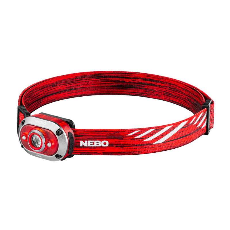 NEBO MYCRO 450 Rechargeable Headlamp | 450 Lumens, 6 Light Modes, Water Resistant, Detachable Hat Clip, Super Bright Head Lamp for Camping & Hiking, Includes USB Charging Cable — Red