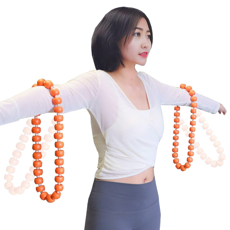 Wooden Arm Hula Weighted Hoop - Strengthen Arms and Shoulders, Portable Arm Exercise Holahoops Beads for Women Fitness, 2 Hoops - BeesActive Australia