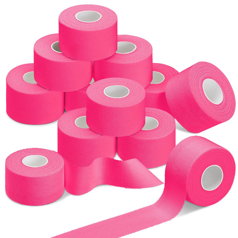 Hoolerry 12 Rolls 130 Yard Athletic Sports Tape Pre Wrap Very Strong Easy Tear No Sticky Residue Tape for Fingers Ankles Wrist Injury Wrap, Football Baseball Hockey Soccer(1.5 in,Pink) 1.5 In Pink - BeesActive Australia