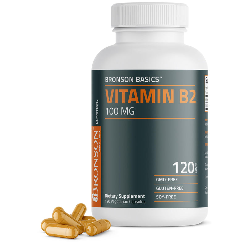 Bronson Vitamin B2 100mg Non-GMO, 120 Vegetarian Capsules 120 Count (Pack of 1)