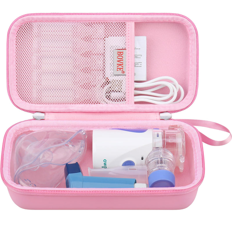 BOVKE Carrying Case for Handheld Electric Nebulizer for Adults and Kids, Inhaler Spacer Bag, Portable Electric Nebulizer Asthma Inhaler Holder, Mesh Pocket for Cables, Batteries and Accessories, Pink - BeesActive Australia