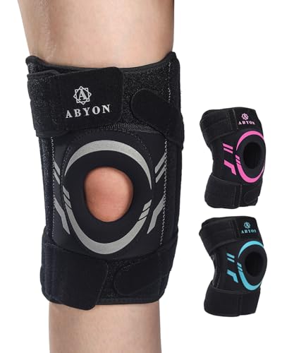ABYON Knee Brace for Men & Women, Maximum Support with Side Stabilizers & Patella Gel Pads for Knee Pain Support and Fast Recovery, Targets Support for Meniscus Tear, ACL, Arthritis Relief X-Large Black-Gray