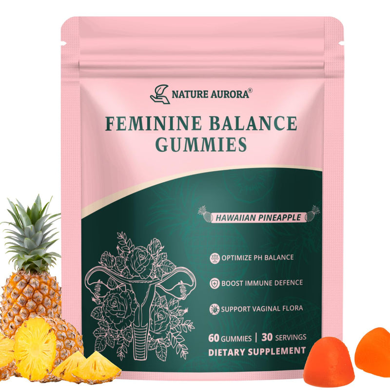Feminine Balance Gummies, Vaginal Probiotics for Women, Hawaiian Pineapple | Support pH Balance, Healthy Odor, Digestive Health & Immune, 60 Count, Vegan, Gluten-Free