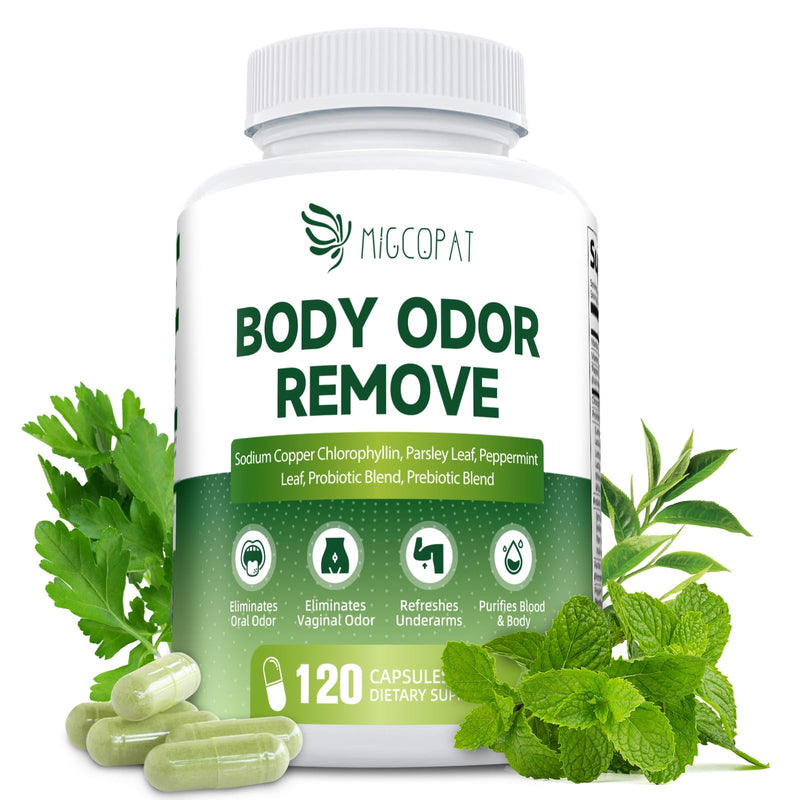 Chlorophyll Body Deodorizing Supplement, Chlorophyll Capsules with Parsley & Peppermint, Probiotic, Green Tea, Jerusalem Artichoke, Prebiotic, Supports Fresh Breath & Whole-Body Freshness, 120 Caps 120 Count (Pack of 1) - BeesActive Australia