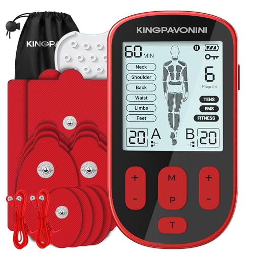 KingPavonini TENS Unit Muscle Stimulator for Back Pain Relief, Model SM9055 Red