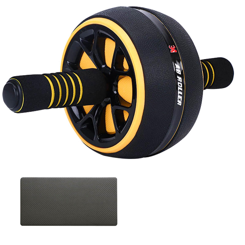 AB Wheel Roller, Exercise Abdominal Fitness Wheel, Work-out Strength-Training Roller, 12"W Yellow