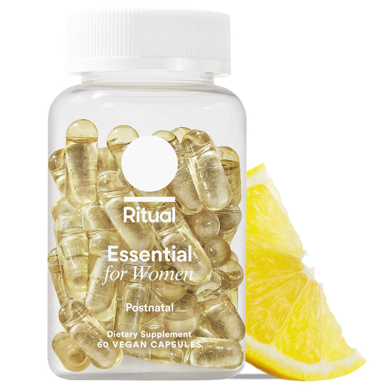 Ritual Women's Postnatal Multivitamin - 60 Capsules - 30 Servings | Key Essential Vitamins and Minerals - Support Mom and Baby Postpartum, Throughout Lactation* - Choline, DHA - Vegan - Citrus 60 Count (Pack of 1)