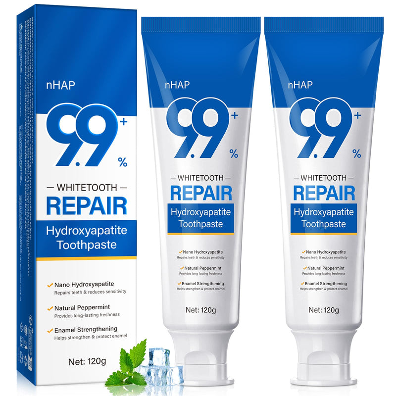 9.9% Nano Hydroxyapatite Toothpaste - 2 Pack, Protects Enamel and Strengthens Teeth, Cleans and Cares for Oral Health, Freshens Breath, Non-Irritating, Natural and Safe, 8.46 Oz 4.23 Fl Oz (Pack of 2)