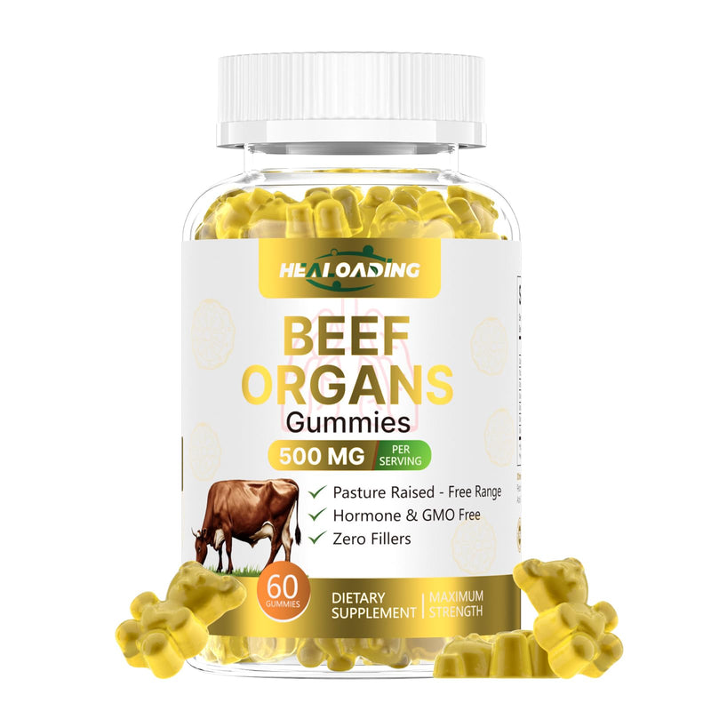 Beef Organ Supplement for Women：Grass Fed Beef Organ Gummies Supplement, Wellness with Liver Heart Kidney Pancreas Spleen Supports Women's Overall Energy and Health Non-GMO(60 Gummies)