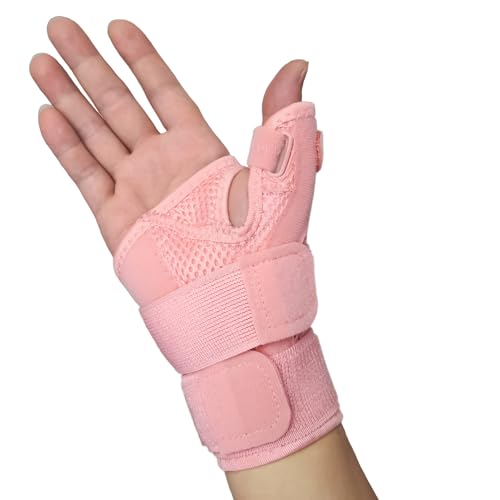 New Updated Thumb Brace for Women and Men, Reversible Trigger Thumb Splint for Day & Night Support, Breathable Thumb Stabilizer for Arthritis, Tendonitis, Sprains Thumb Pain Relief (Pink) Pink