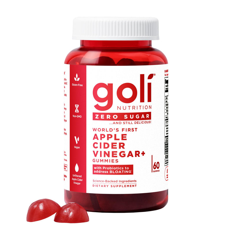 Goli Zero Sugar Apple Cider Vinegar Gummies - Vitamin B12, Probiotics to Address Bloating. No Artificial Sweeteners, No Sugar Alcohols. Vegan, Plant Based, Non-GMO, Gluten-Free & Gelatin Free. (1) - BeesActive Australia