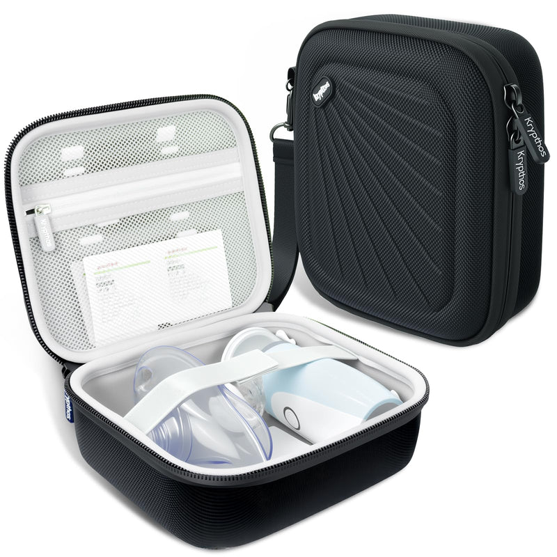 Krypthos Carrying Case Compatible with Compact Portable Handheld Inhaler Nebulizer or Asthma Inhaler for Adults and Kids, Inhaler Spacer Bag, Compact Medical Holder Case (Black) Black - BeesActive Australia