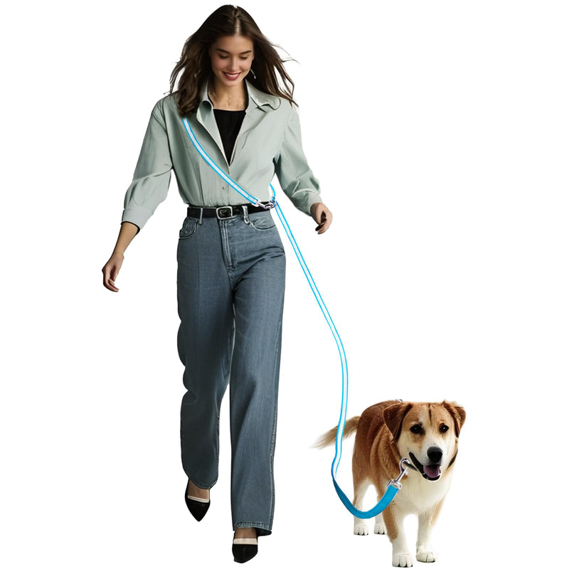 Hands Free Dog Leash, 4.25FT - 9FT Multifunctional Crossbody Waist Leash for Dogs Walking Reflective Running Dog Leashs for Medium and Large Dogs Walking,Jogging,Running,Training (Blue) Blue - BeesActive Australia