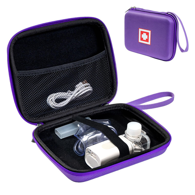 Gealaek Protective Carrying Case for Portable Nebulizer, Travel Medical Bag with Hard Shell for Inhaler Spacer, Masks, Asthma Accessories Emergency Medicine Storage Bag for Kids and Adults (Purple) Purple - BeesActive Australia