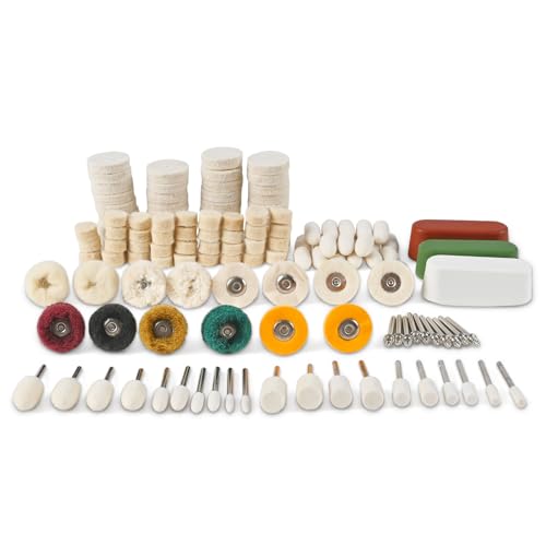 137PCS Buffing Wheel Polishing Kit Compatible with Dremel,Felt Wool Pad Set with Polish Compound,Rotary Tool Accessories with 1/8" Shank,Abrasive Wheel Buffing Polishing for Metal Polishing 137PCS