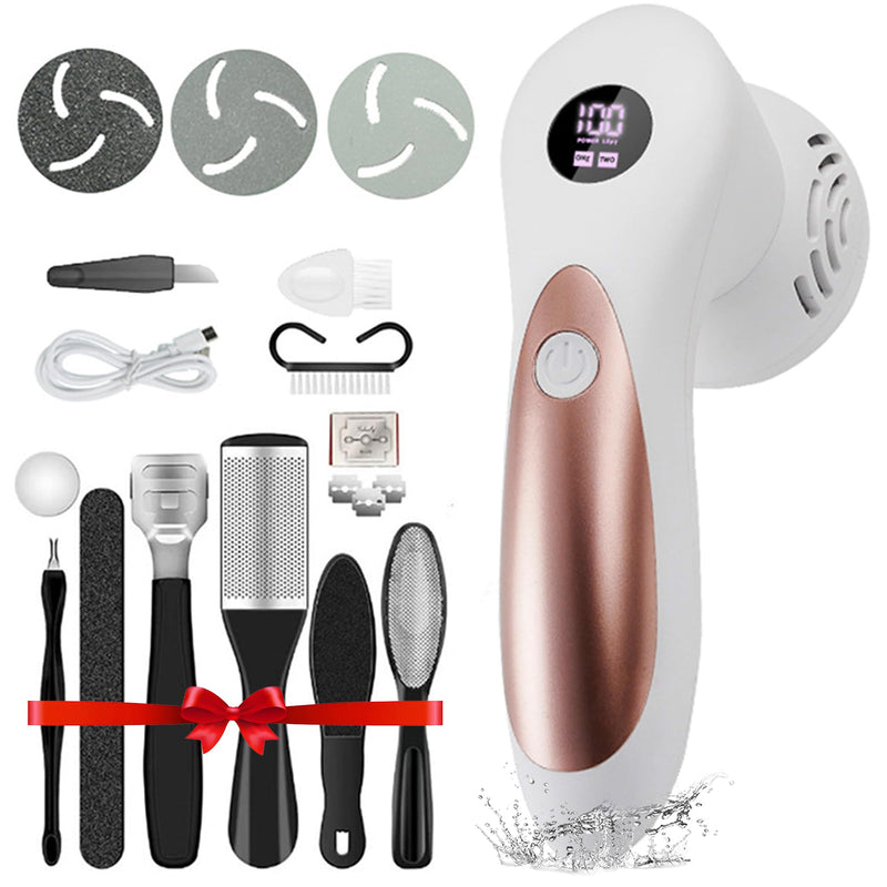 Electric Feet Foot Callus Remover Equipped with A Vacuum System Foot Scrubber 17 in 1 Professional Foot Care Tool Ipx6 Waterproof Rating for Removing Hard Cracks Dryness and Dead Skin (White) White - BeesActive Australia