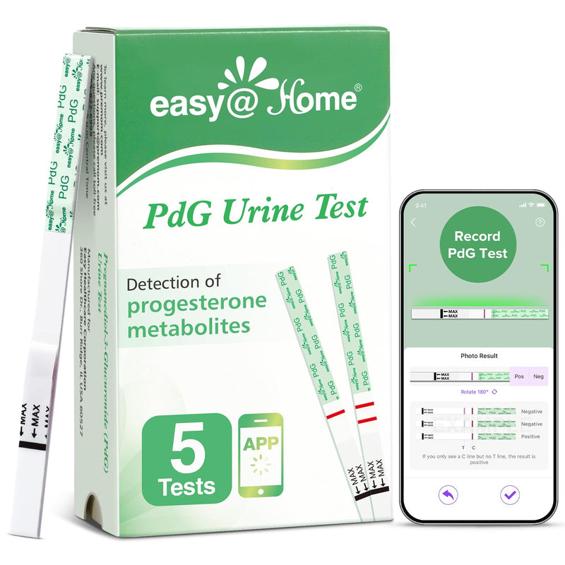 Easy@Home PdG Test Strips: 5 Pack - Track Ovulation Insights with Progesterone Urine Tests ‚Äì at Home Fertility Test for Women with Premom Ovulation App - PdG (Pregnanediol Glucuronide) Tests 5 Count (Pack of 1)