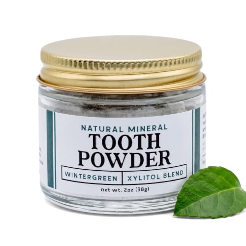 Non-Nano (Micro) Hydroxyapatite Tooth Powder, Remineralizing Toothpaste Powder, Fluoride-Free, Whitening, All Natural, 2 oz Glass Jar (with Xylitol) (Wintergreen) Wintergreen