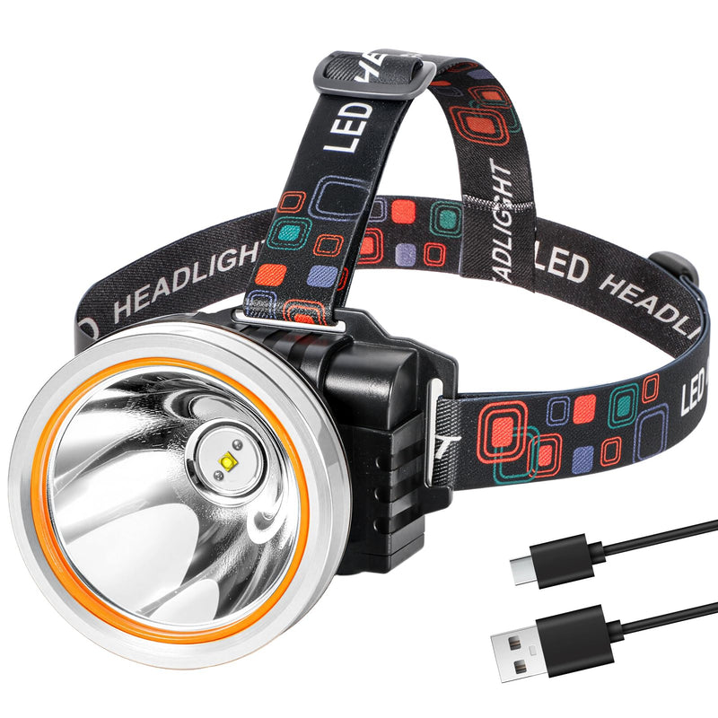 Kitness High Lumen Coon Hunting Light, Hands-Free Superbright LED Headlamp, Waterproof & Rechargeable Spotlight, 2 Light Modes Headlight for Hunting, Hiking and Fishing (Silver-Yellow Light) Silver-Yellow Light