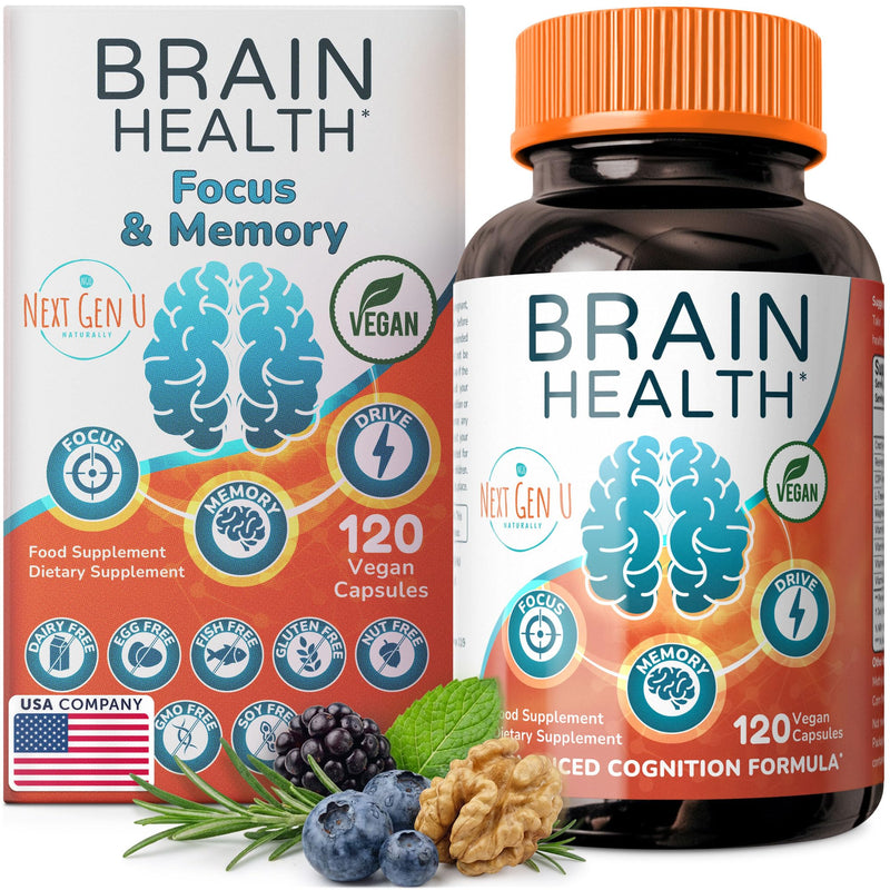 Brain Supplement - 120 Vegan Capsules - Dietary Nootropic May Help Memory, Cognitive Function & Focus - Formulation with Amino Acids, Polyphenols & B Vitamins - for Women, Men & Seniors - by NextGenU