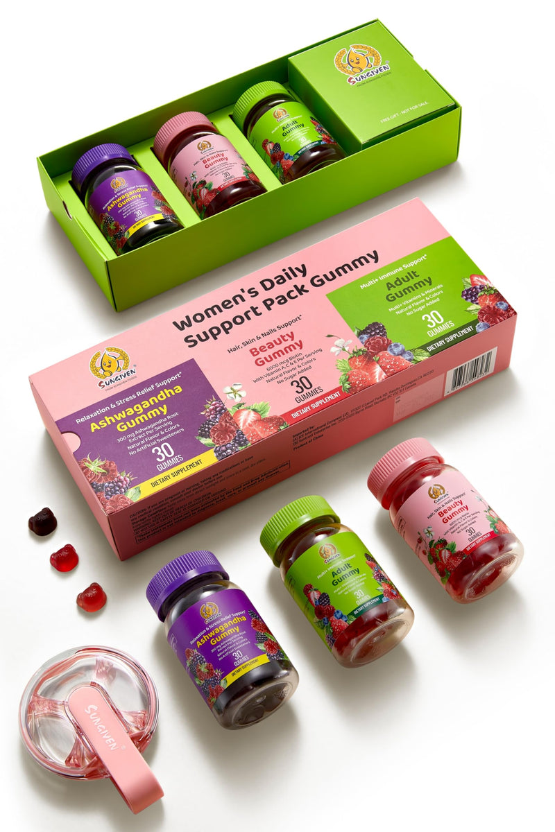 Women's Multivitamin Gummy Pack, 3 Support for Hair Skin Nails Sleep Daily Health, Vitamins A, D, C, E, Biotin, Ashwagandha, Folic Acid, Adult Chewable Vitamin, Berry Flavor, 15 Day Supply - 90 Count Women 30 Count (Pack of 3)
