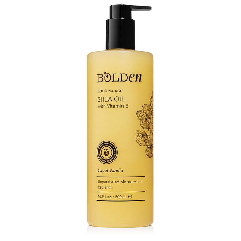 BOLDEN Sweet Vanilla Shea Body Oil with Vitamin E | Stretch Mark Pregnancy Care | 100% Natural Moisture Shea Oil | Lightweight After Shower Body Oil |16.9 Fl Oz 16.9 Fl Oz (Pack of 1)