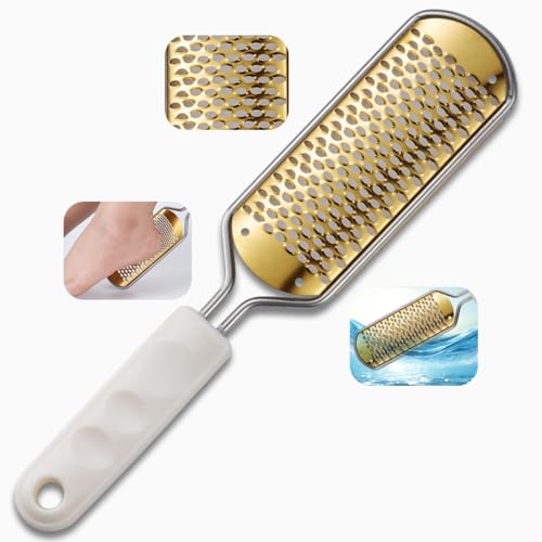 White Foot File Callus Remover, Foot File for Feet – Professional Pedicure Tool for Dead Skin Removal & Cracked Heels – Ultimate Stainless Steel Foot Scrubber for Soft, Healthy Feet White B