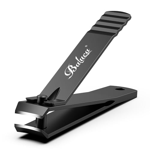 BALUCA Curved Toenail Clipper for Thick Nails, Heavy Duty Stainless Steel Toe Nail Clippers for Seniors, Men & Women, Stainless Steel Nail Cutter for Accurate Trimming and Grooming (All Black) All Black