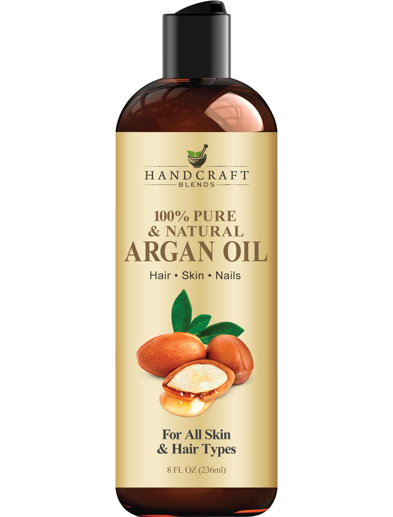 Handcraft Blends Moroccan Argan Oil - 8 Fl Oz - 100% Pure and Natural - Premium Grade Carrier Oil for Skin and Hair - Hair and Body - Massage - Cold-Pressed Argan Oil 8 Fl Oz (Pack of 1) 8 Fl Oz (Pack of 1) - BeesActive Australia