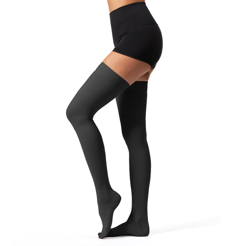 Thigh High Compression Socks,20-30 mmHg Closed Toe Compression Stockings for Men Women,for Varicose Veins,Edema,DVT Large(1 Pair) Black
