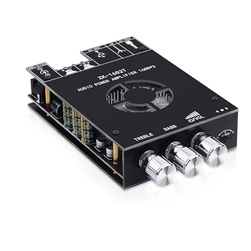 Audio Amplifier Board, ZK-1602T Bluetooth 5.0 Power Amp for Home Speakers Black3 ZK-1602T(160W X 2)