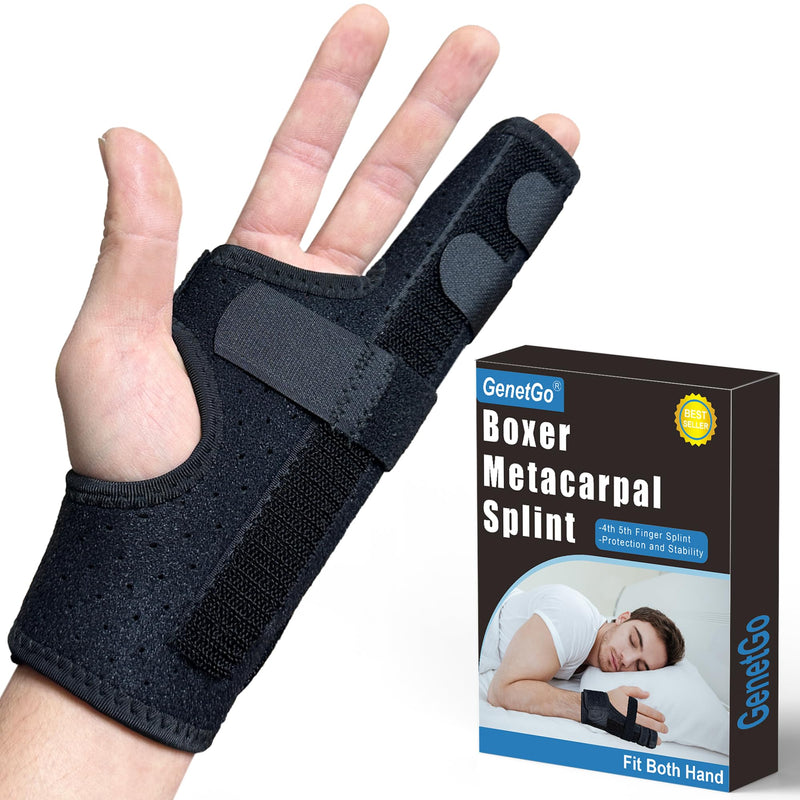 Metacarpal Finger Splint Hand Brace - Pinky Ring Finger Immobilizer For Boxer Fractures -Fit for Both Left or Right Hand (Medium) Medium