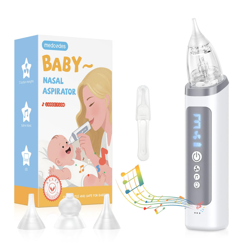 Nasal Aspirator for Baby, Electric Nose Sucker for Baby & Toddler, Congestion Relief with 3 Levels Suction,Soothing Light & Nursery Rhymes (Large A) Large A