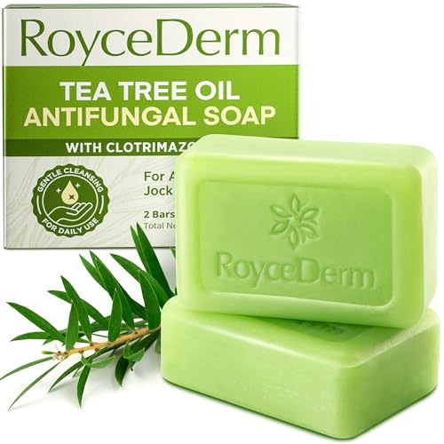 Roycederm Antifungal Bar Soap - Tea tree Oil Soap - Athlete’s Foot Treatment for Jock Itch & Ringworm - Medicated Antifungal Soap with Clotrimazole 1% - Tea Tree Oil Scent, 1 Pack 4 Ounce (Pack of 2)