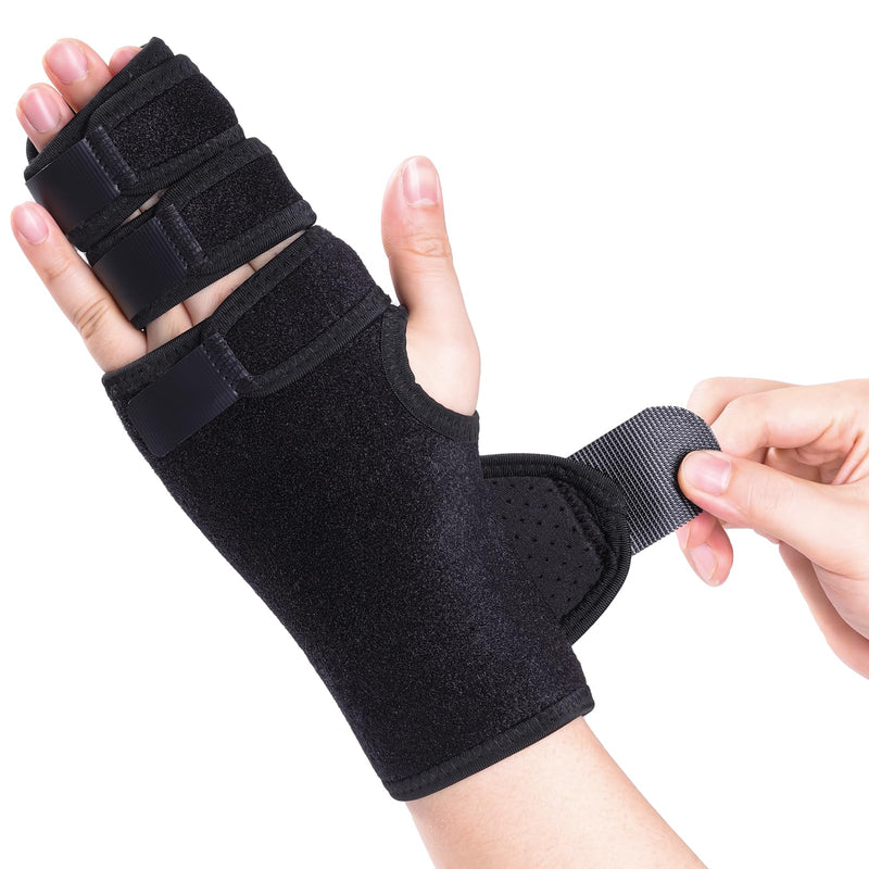 lefeke Trigger Finger Splint, 3 Fingers Brace for Index, Middle, Ring or Little Finger, Adjustable Hand Splint for Broken Fingers, Finger straightener for Arthritis Contractures(Left) Left