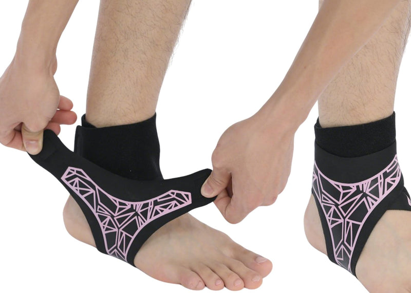SUJAYU 2 Pack Ankle Brace & Elastic Supports for Men & Women, Ankle Support Ankle Compression Sleeve, Plantar Fasciitis Relief Achilles Tendonitis Brace Achilles Tendonitis Wrap (Pink, S/M) Pink - BeesActive Australia