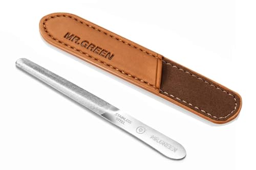 MR.GREEN Curved Nail File – Double-Sided Metal Nail File for Men & Women with Protective Travel Case, Ergonomic Anti-Slip Handle, Washable & Reusable, for Fingernails & Toenails(Medium) Medium