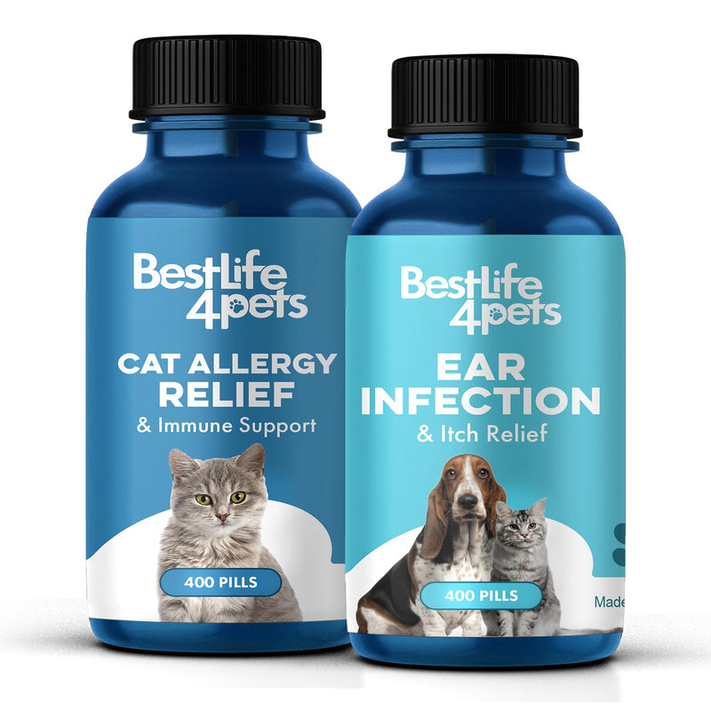 Itch Relief and Ear Infection Treatment for Dogs & Cats, Natural Ear Mites Treatment for Cats and Dogs Soothes Itchy Ears & Cat Allergy Relief & Immune Support, Relief for Seasonal Allergies
