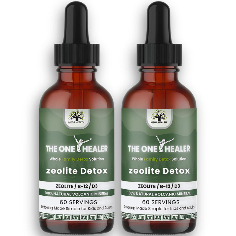 The One Healer Zeolite Detox for Kids & Adults – Pure Zeolite Drops with Methyl B12 and Vitamin D3 for Heavy Metal Detox and Full Body Cleanse – Advanced Natural Formula - 4oz Liquid Drops Supplement 2 Fl Oz (Pack of 2)